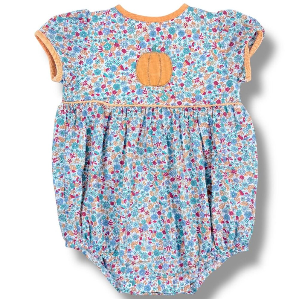 Dondolo Baby Girls Fall Thanksgiving Pumpkin Floral Bubble Romper Outfit 6m